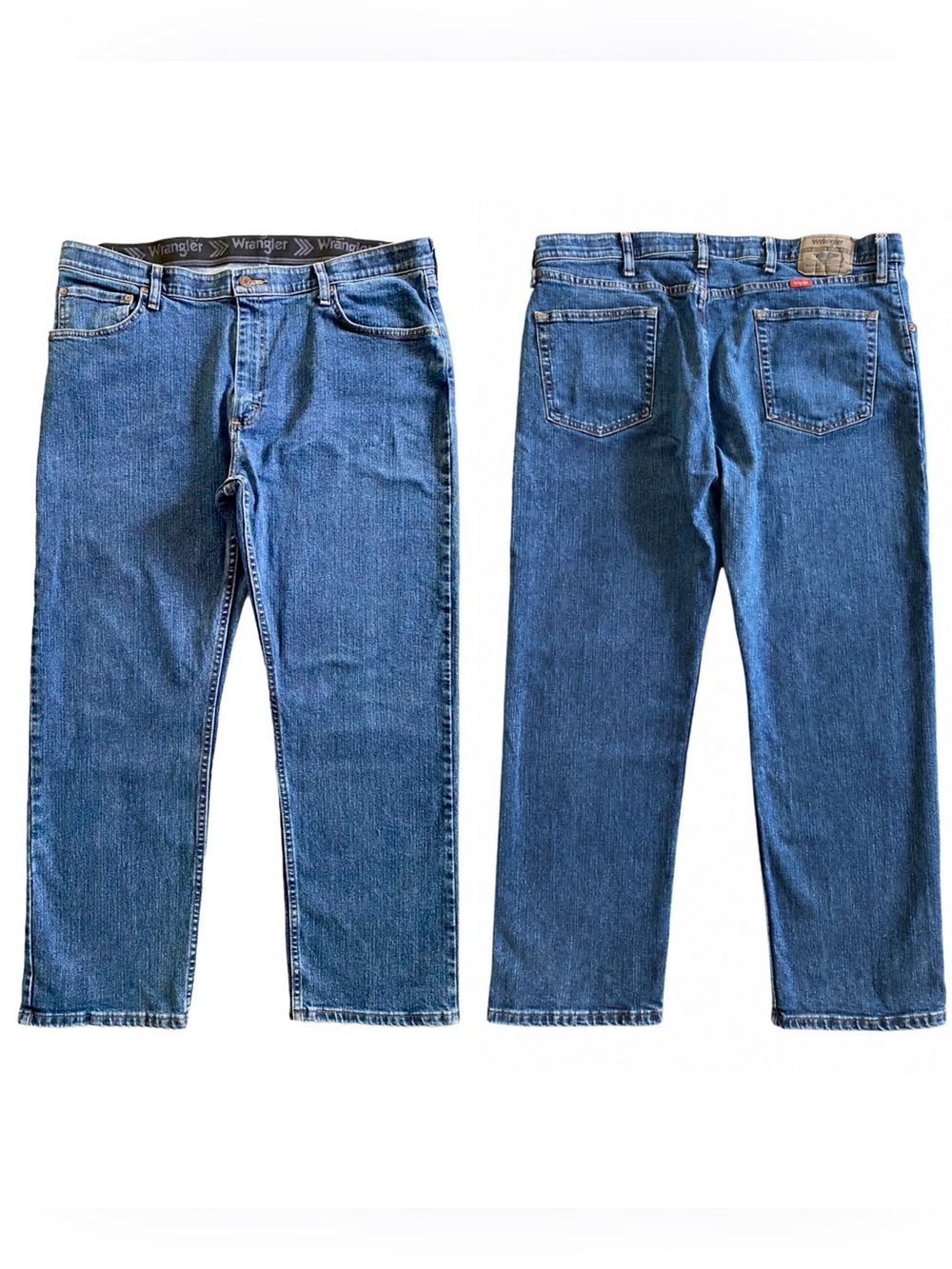 Wrangler Regular Fit Jeans Men’s 38x29 Medium Wash Straight Leg Stretch Denim